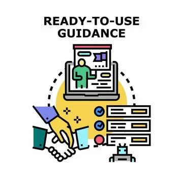 Ready to use guidance and expert consulting concept Stock Illustration