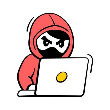 Ready to use a hand drawn icon representing a hacker cyber threat. Illustrazione stock