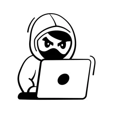 Ready to use a hand drawn icon representing a hacker cyber threat. Illustrazione stock