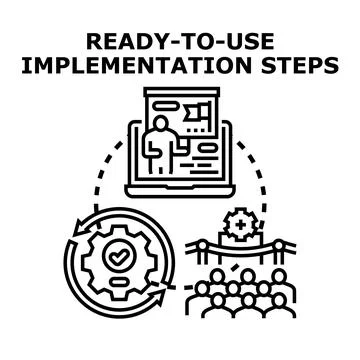 Ready to use implementation steps concept vector Stock-Illustration