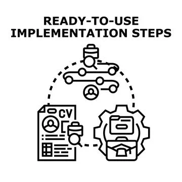 Ready to use implementation steps vector concept Stock Illustration