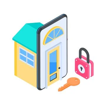 Ready to use isometric illustration of media displaying global content censored. Stock Illustration