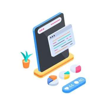 Ready to use isometric illustration of professional website business data Stock Illustration