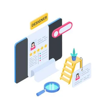 Ready to use isometric illustration of website search engine ranking. イラスト素材