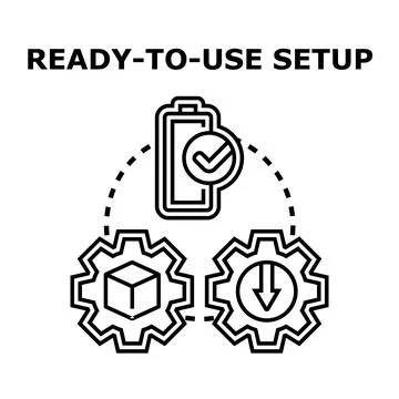 Ready to use setup process with full charge Stock Illustration