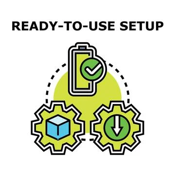 Ready to use setup process with full charge Stock Illustration