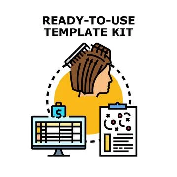 Ready to use template kit with financial planning Stock Illustration