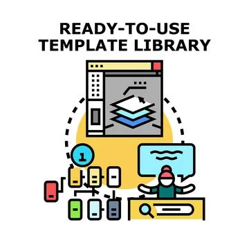 Ready to use template library concept vector illustration Stock Illustration