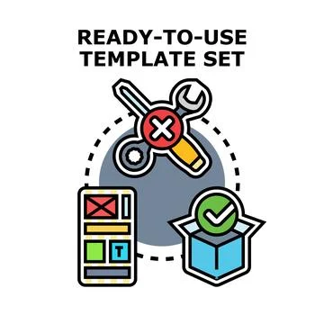 Ready to use template set vector concept icon Ilustração Stock