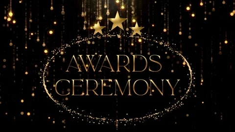 Ready-to-use video intro with animated gold AWARDS CEREMONY text Stock Footage 335806896