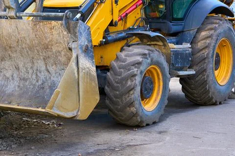 Ready to work.Load bucket of construction bulldozer Stock Photos