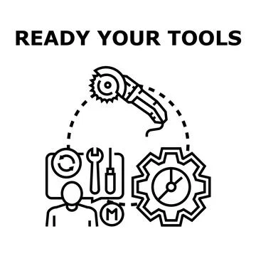 Readying tools for work and service operations Stock Illustration