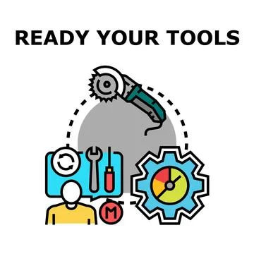 Readying tools for work and service operations Stock Illustration