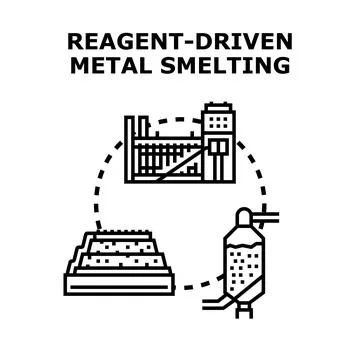 Reagent driven metal smelting process concept Stock Illustration