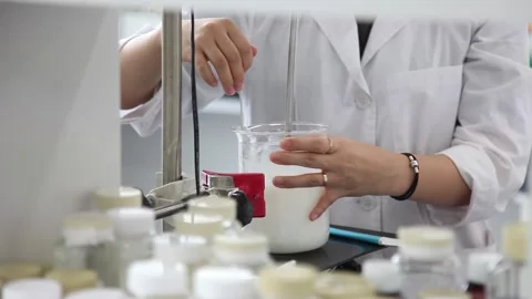 The reagent was mixed with Beaker 04 Stock Footage 144839575