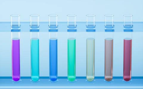 Reagents are in the test tubes, 3d rendering. イラスト素材