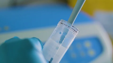 Reagents drip into liquid tubes Stock Footage 112217074