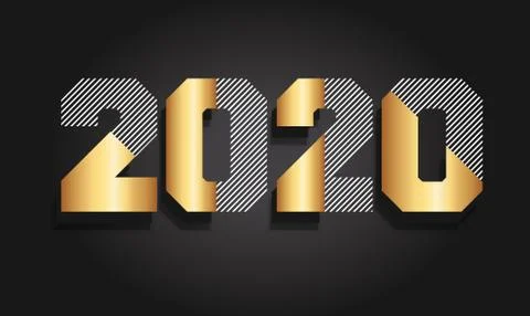 Reaistic two layered striped text. Half gold, half shading. Stock Illustration