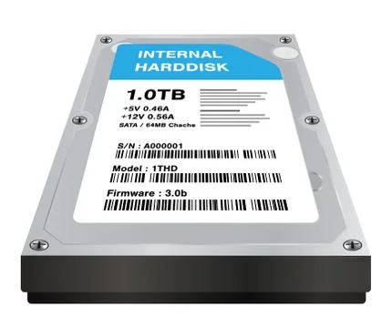 Real 3d internal harddisk storage on a white background Stock Illustration