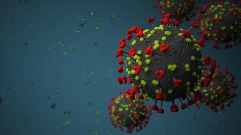 The real 3d models of the corona virus on the side. 3d illustration. Stock Illustration