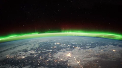 Real 4K footage of Earth US to Canada with Aurora at night 库存影片 105951353