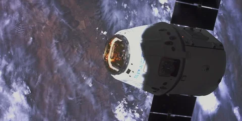 Real 4K footage of Space X capsule docking with ISS Stock Footage 105916422