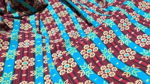 Real Abstract Background Of Batik Fabric Textile Handmade Stock Footage 151001447