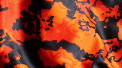 Real Abstract Background Wave Of Unique Solid Orange Black Grunge Fabric Stock Footage 162037869