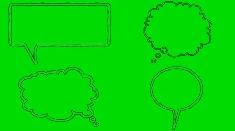 Real Animated Cartoon Speech Bubbles on a Green Screen Background Stock Footage 55271501