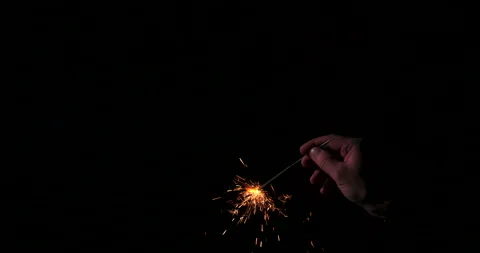 Real Authentic Sparkler Writing Hand Slow Motion Close Up Static Shot Stock Footage 328955512
