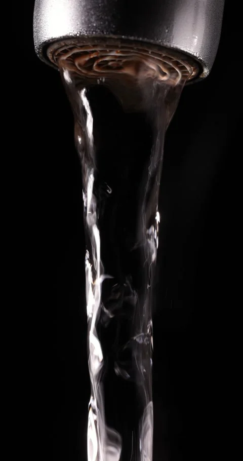 Real Authentic Transparent Faucet Stream Loop Static Shot No People Stock Footage 331035001
