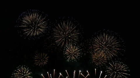 Real beautiful fireworks loop background on new year's eve countdown celebration Stock Footage 144681152