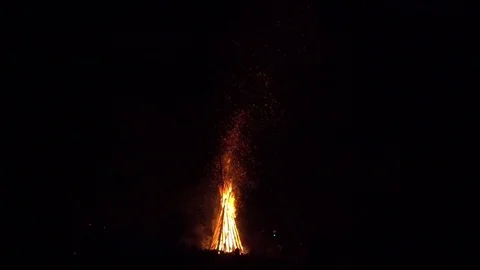 Real big bonfire on nature Stock Footage 77494889