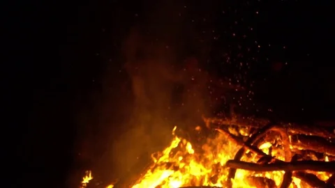 Real big fire on nature Stock Footage 77490001