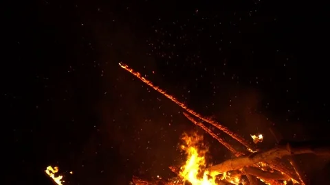 Real big fire on nature Stock Footage 77493501