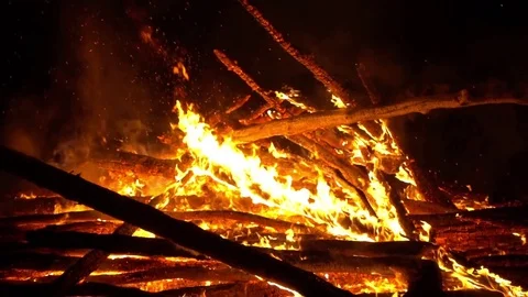 Real big fire on nature Stock Footage 77493927