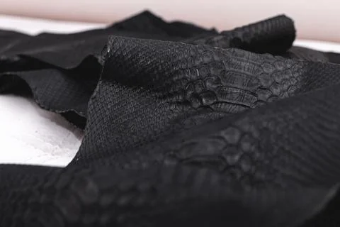 Real black snakeskin python leather. 写真素材