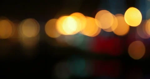 Real Bokeh - Orange Night glows (4K) Stock Footage 46031480