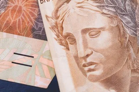 Real - Brazilian currency. Money, Dinheiro, Reais, Brazil. Stock Photos