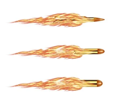 Real bullet with a burning fire vector Stock Illustration