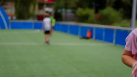 Real camera perspective of person playing basketball with young girl. Stock Footage 283467457