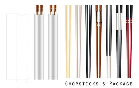Real chopstick with package on a white background Stock Illustration