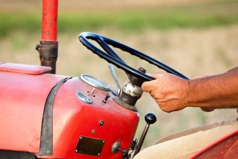 Real Combine Operator Driving Tractor Stock Photos