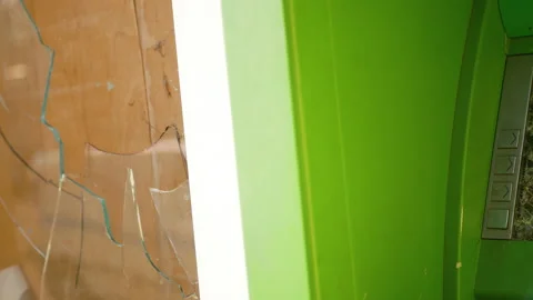 Real crime scene. Smashed ATM. Robering Stock Footage 202860084