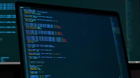 Real CSS code. Front end web development. CSS code on laptop screen. Web design Stock Footage 145020030