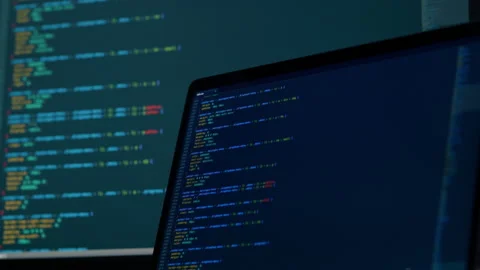 Real CSS code. Front end web development. CSS code on laptop screen. Web design Stock Footage 145031578