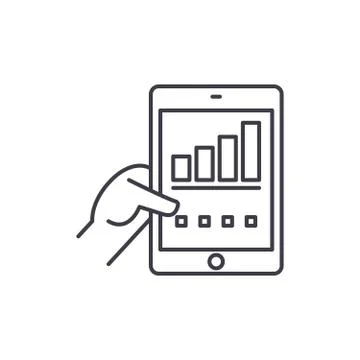 Real data line icon concept. Real data vector linear illustration, symbol, sign Ilustración de archivo
