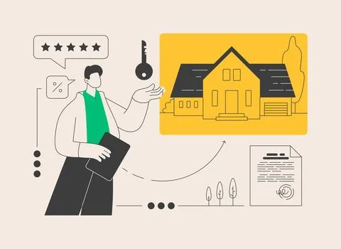 Real estate abstract concept vector illustration. Ilustración de archivo
