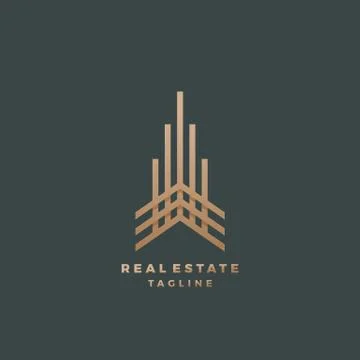 Real Estate Abstract Geometry Vector Sign, Symbol or Logo Template. Premium Line 스톡 일러스트