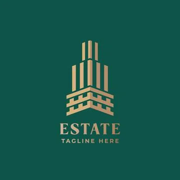 Real Estate Abstract Geometry Vector Sign, Symbol or Logo Template. Premium City Stock Illustration